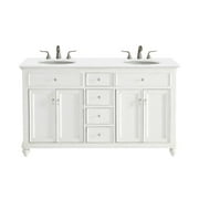 Elegant Kitchen and Bath 60 inch Double Bathroom vanity in Antique White